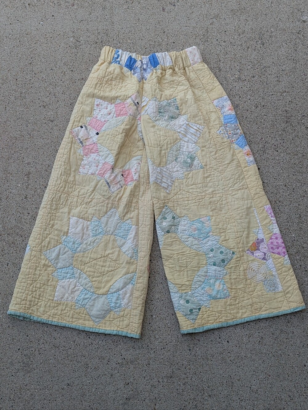 VINTAGE QUILT PANTS feedsack patchwork upcycled S - Picture 8 of 16